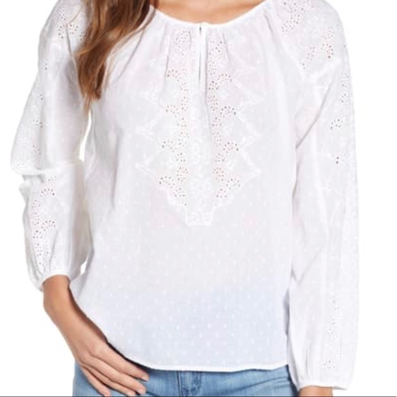 Velvet Eyelet Peasant Blouse - Picture 1 of 14